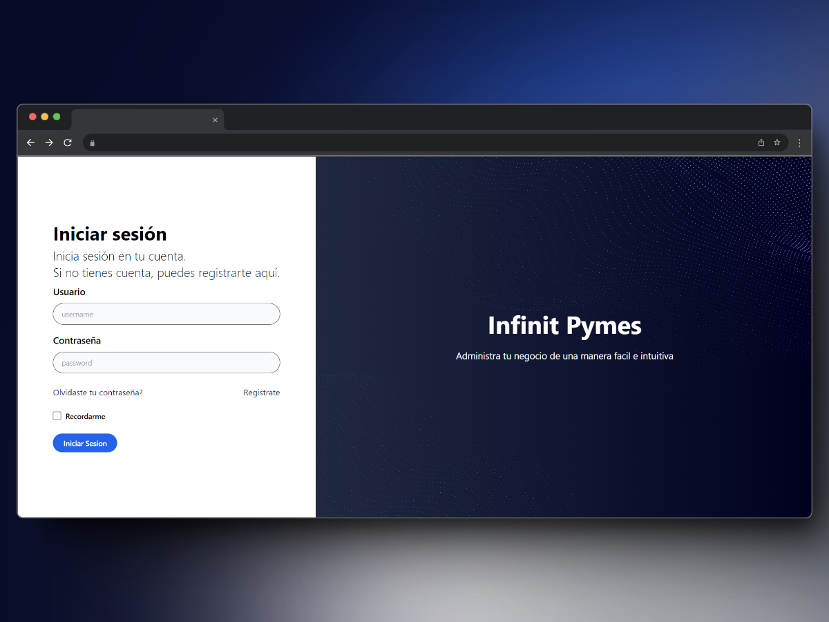 Captura de pantalla del proyecto Infinit Pymes