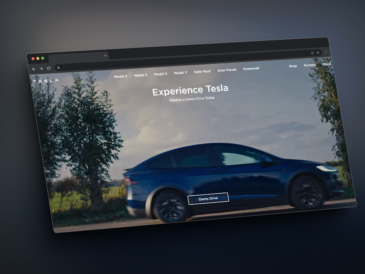 Captura de pantalla del proyecto Landing de Tesla